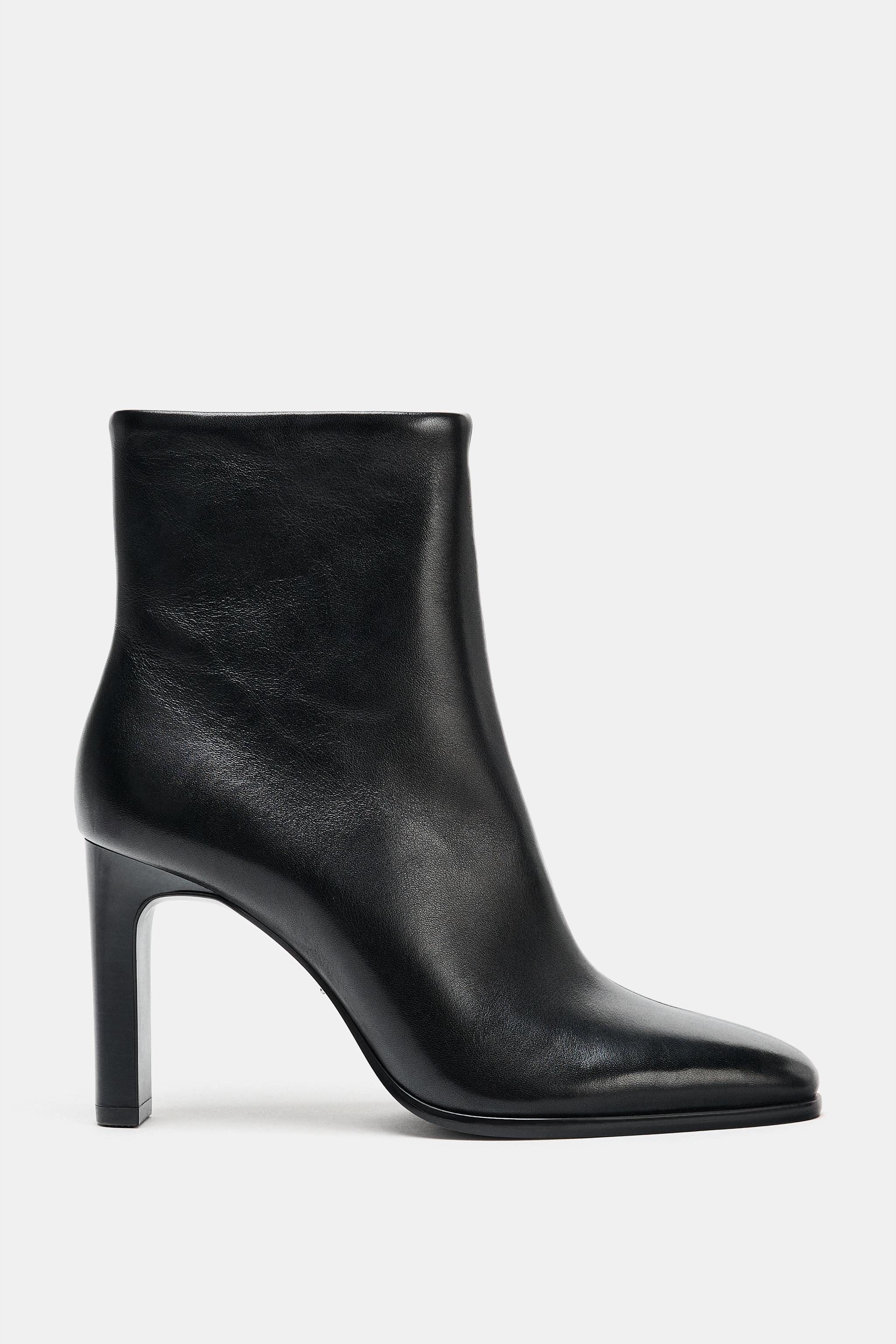 LEATHER HEELED ANKLE BOOTS